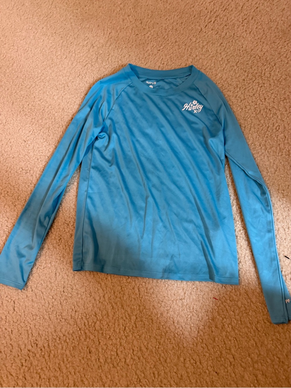 Hurley Teal-Blue Long Sleeve Performance Shirt/ Rashguard